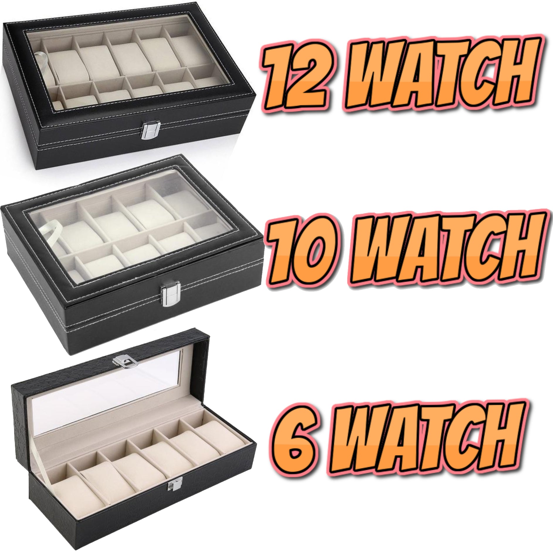 Mens 6 10 12 Grids PU Leather Watch Display Case Collection Storage Holder Box Mens 6 10 12 Grids PU Leather Watch Display Case Collection Storage Holder Box